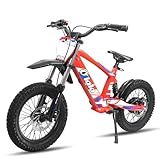 Kids Electric Dirt Bike, 350W Powerful Racing Grade Motorcycle, 3 Speed Modes, 15.5 MPH Top Speed, 16 Inch Electric Off Road Bike for Ages 5-10, Red