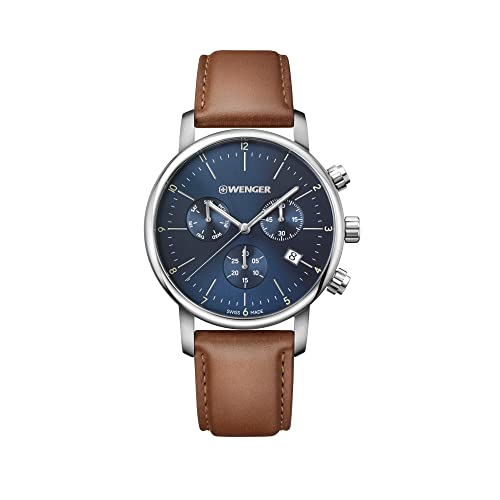 Wenger Urban Classic Chrono Mens Analogue Quartz Watch with Leather Bracelet 01.1743.104