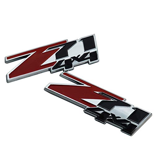 Image of 3D ABS Emblems Badges Decal Nameplate Compatible with Z71 4x4 2 Pcs (Black Red)