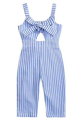 Image of YOUNGER TREE Kids Toddler Baby Girls Summer Romper Outfit Stripe Overall Bodysuit Jumpsuit Cropped Trousers Clothes