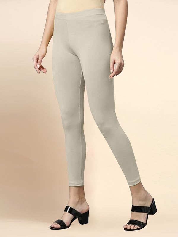Image of TRENDMALLS Women's Microfiber Elastane Stretch Soft Cropped Leggings with Ultrasoft Waistband for Women