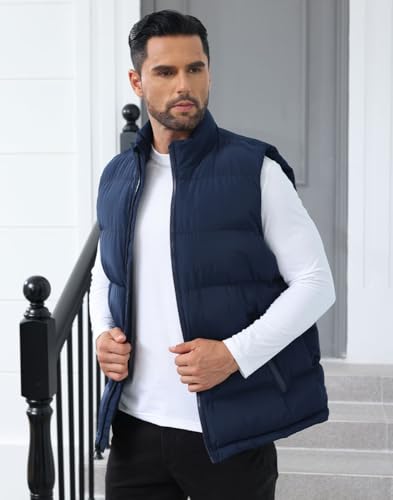 Image of Men'S Winter Lightweight Puffer Vest Sleeveless Jacket Casual Puffy Vests