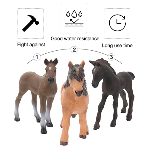 TOYANDONA 3 Stück Scheune Kunststoff Pferdefigur Realistisches Bauernhoftier Spielzeug Winzige Pferdestatue Tiere… – Bild 4