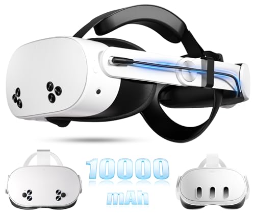 saqico head strap battery compatible with meta quest 3squest 3-10000mah elite strap with battery pack extend playtime - enhanced support for quest 3s - replacement battery head strap accessories