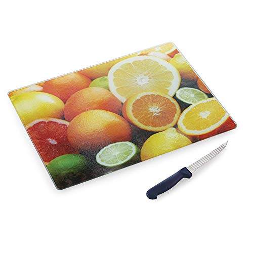 Image of Glass Tray Chopping Board 1 Piece with Knife