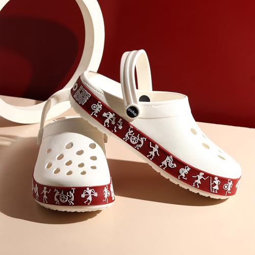 Image of YOHO Hacker Clogs for Women | Waterproof Monsoon Footwear & Rainy Shoes | Tribal Print with Backstrap | 003