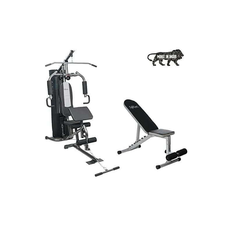 Lifeline Fitness HG-005 Home Gym with LB-311 Adjustable Bench (8 Levels), Multipurpose All in One Home Gym Workout Combo (Without Installation)