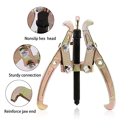 Draongye 3" Heavy Duty 3 Jaw Gear Bearing Puller Removal Tool For Slide Gears, Pulley, And Flywheel, Pulley Gear Bearing Flywheel Puller Removal Tool #TOP2