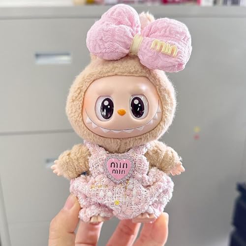Image of GAH Mini Plush Doll Clothes with Bowknot Headdress, Model GAH53133406, Multi-Color, Cloth Material, 42g, No Assembly Required