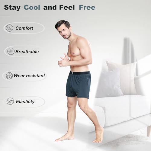 Cooling Men's Boxers Shorts with Button Fly - Tagless Comfort Stretch Underwear, Seamless Waistband for Daily Wear2