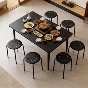 TUIYIDUO オフィススツール【6脚セット】スタッキング スツール パイプ椅子 幅37X奥行37X高さ45.8cm 積み重ね可能 頑丈 通気 軽量 持ち運び便利 丸椅子 ミーティングチェア 完成品 組み立て不要 カフェ・飲食店・店...