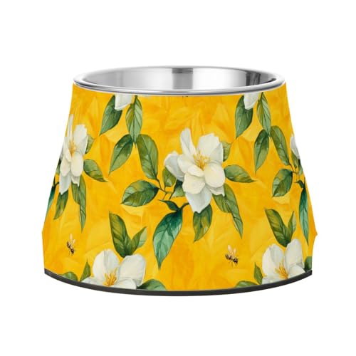 Aesthetic Gardenia Yellow Dog & Cat Food & Water Bowl