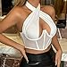 Women's Criss Cross Halter Corset Crop Top Fishbone Corset Sleeveless Cut Out Bustier Camisole White