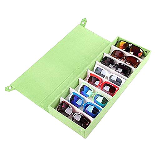 Preisvergleich Produktbild bemodst® Sonnenbrille Boxen 8 Raster Sonnenbrille Aufbewahrungsbox Sonnenbrille Brille Aufbewahrung Raster Anzeigen Ständer Fall Box Halter Lagerung Organizer Collector 8 Slot, Grün, 48.5 * 18 * 6 cm.