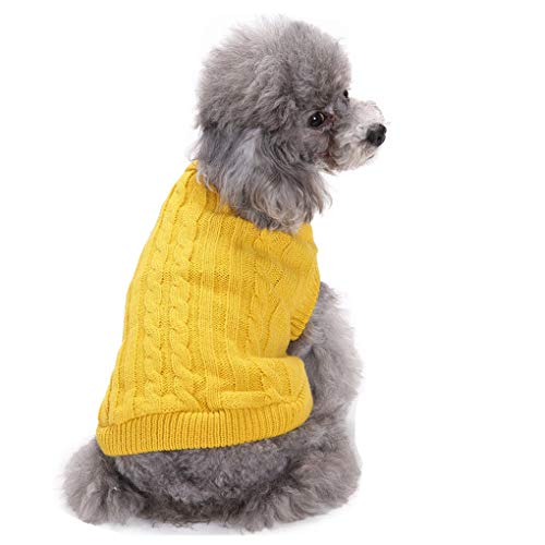 Small Dog Sweaters Knitted Pet Cat Sweater Warm Dog Sweatshirt Dog Winter Clothes Kitten Puppy Sweater (X-Small,Yellow) #TOP9