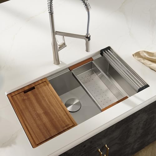 Ruvati RVH8300 Undermount 16 Gauge 32" Kitchen Sink Single Bowl, Stainless Steel