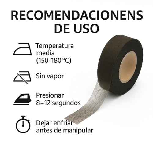 JPstraps 30 m x 25 mm extra starkes Fliselin-Klebeband (Doppel-PA-Klebe) für Säume, Kleidung, Vorhänge, Hosen, Jeans (kein Nähen erforderlich), Schwarz