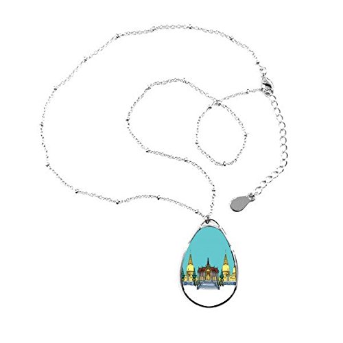 Collier pendentif goutte Thailande culture traditionnelle et temple dore