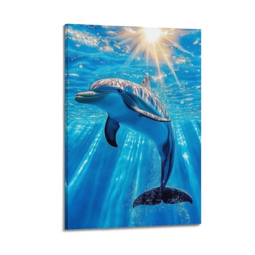 Poster dauphin de mer ZHOUKEG décoration murale moderne 50x75 cm