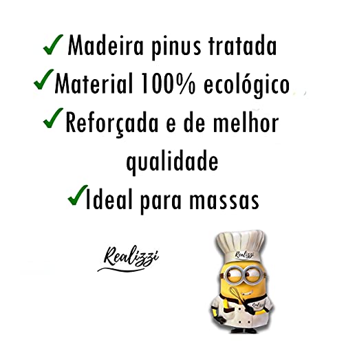 Rolo para Massa Pau de Macarrão Madeira Pinus