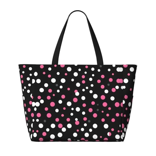 Sac à bandoulière imperméable noir à pois grand format pour la plage - 2