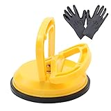 MAKERELE Glass Suction Cup Vacuum Window Lifter 4.7', Yellow Plastic Suction with Handles, for Glass,Tiles, Mirror, Granite Lifting and Objects Moving