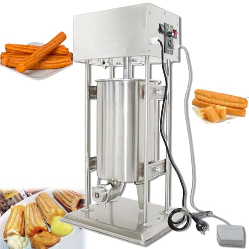 15l Commercial Electric Churro Machine, Spanish Donuts Maker, Stainless Steel, Dessert Filler, Vertical Latin Fruit Machines, for Commerial or Home, Easy to Use, 4 Moulds