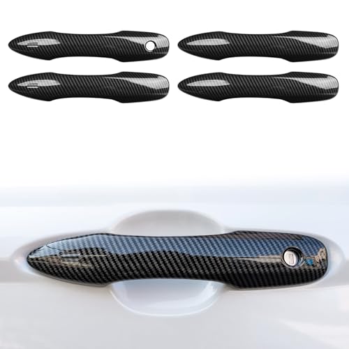 CKE Upgraded Snap-on Door Handle Protectors Compatible with Toyota Camry 2025-2018 for Corolla Corolla Cross Venza Avalon Pruis Accessories Car Exterior Door Handle Cover Trims -Carbon Fiber Style