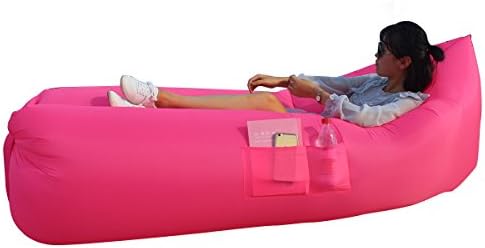 GERYMU Side Pocket Air Sofa and Pool Float Ships Fast Lazy bag Ideal for Indoor or Outdoor Hangout or Lounger for Camping Picnics & Music Festivals (260x70 Pink)