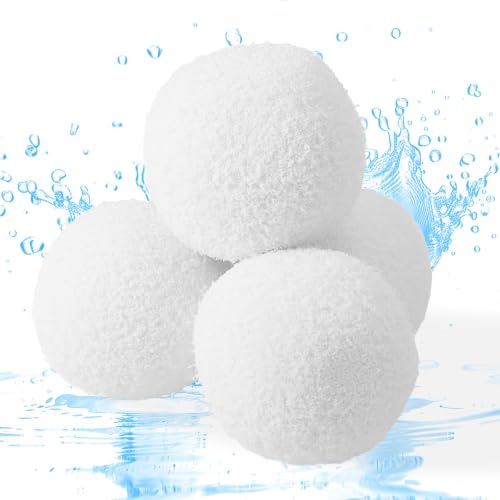 4Pcs Scum Absorbing Ball for Hot Tub Scum and Pool Oil Dirt Control Pool White Filter Balls Cold Plunge Filter Reusable Scum Balls Scum Eliminating for Swimming Pools Pools Bathtub Spas Cleaning
