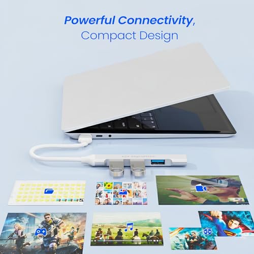 Image of 4-in-1 Multi-Port USB Hub Type C, High-Speed Data Transfer, 1 USB 3.0 and 3 USB 2.0 Ports, Compatible with Laptop, PC, MacBook, Mini, iMac, Tablet, Mobile Phones