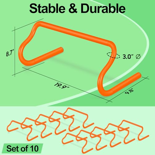 Agility Hurdles Training Equipment - 10 Speed Hurdles and 10 Soccer Cones with Carrying Bag for Soccer, Football, and Track Drills, Ideal for Athletes Speed and Agility Training