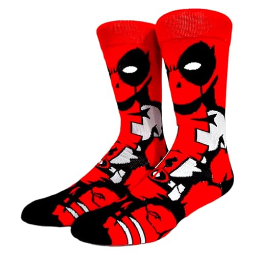 LYF STILE Marvel Deadpool - Calcetines de superhéroe rojo y