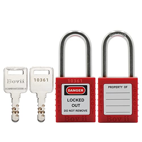Boviisky Electrical Lockout Tagout Kit - Circuit Breaker Lockouts, Plug Lockout, Group Lockout Hasps, Lockout Tags, 4 Loto Safety Padlocks, Nylon Ties, Red Bag #TOP2