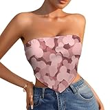 Camouflage Penis Funny Strapless Bandeau Tops Basic Crop Tube with Asymmetrical Hem for Women L