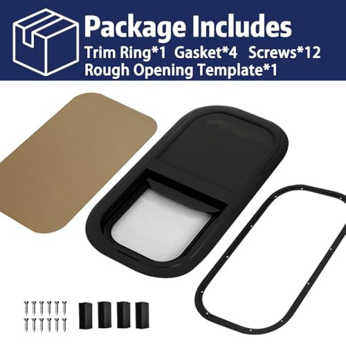 RV MURTS Trailer Window 15"x22", Tempered Glass with Screen & Trim Kit, 1-1/2" Wall Fit for Teardrop Camper, Cargo, Travel Motorhome, Vertical Slide.(Aluminum, Shatterproof, Cold Insulation) by RV MURTS - Image 2
