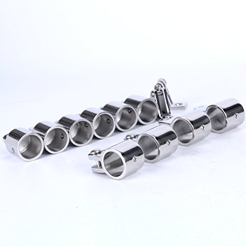 Amarine Made Stainless Steel 6Pcs Bimini Top Caps Tube Canopy Hardware Eye End Top Fittings And 4Pcs Bimini Top Jaw Slides And 2Pcs Bimini Top Deck Hinges Fit 1 Inch #TOP5