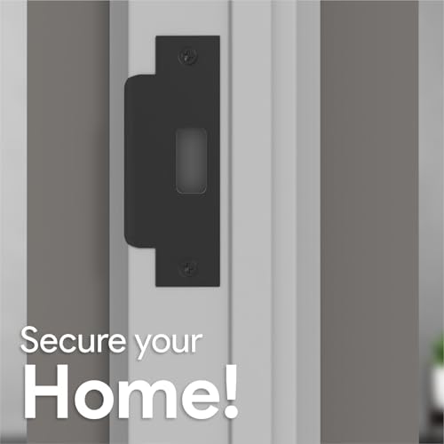 Image of Mega Handles T-Strike Door Plate - Durable Door Strike Plate, Black Strike Plates for Interior Doors