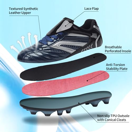 Aprlion Unisex-Child Firm/Multi Ground Soccer Cleats Boys Athletic Soccer Cleats Girls Blue Size 12.5 by Aprlion - Image 6