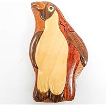 Penguin Wood Puzzle Box - Handcrafted Hardwood Felt Lined Box with High Gloss Finish - Custom Engraving Available