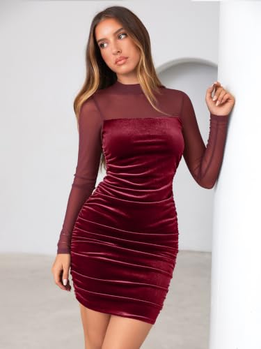Simplee Sexy Cocktail Womens Dress Mesh Velvet Bodycon Mini Dresses — view 5