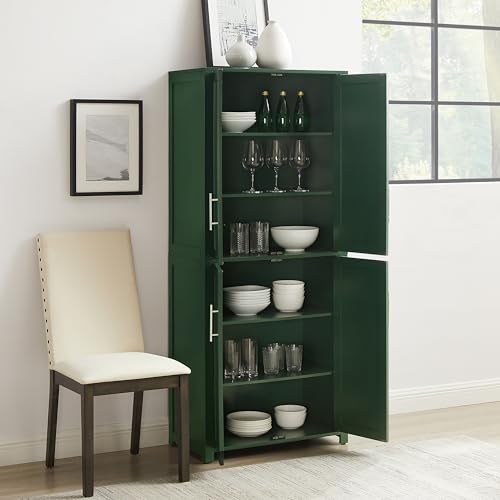 Crosley Furniture Savannah Tall Pantry Storage Cabinet with Shelves, Kitchen, Dining, or Laundry Room, Hunter Green by Crosley Furniture - Image 5