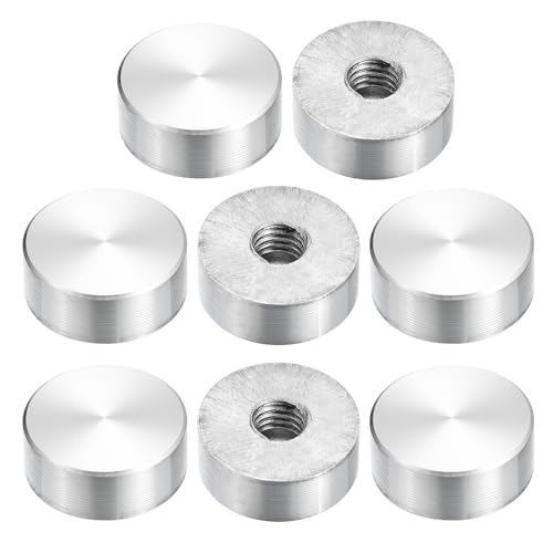 sourcing map M8 Gewinde 20mm Durchmesser Runde Form Aluminium Scheibe Hardware 8 Stück, Aluminium Kreis Scheibe Glasplatte Adapter für Glastisch