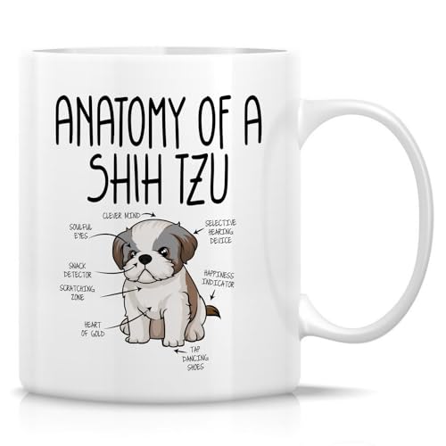 Retreez Funny Shih Tzu Lover Mug - Anatomy of a Shih Tzu Mug - 11 Oz Ceramic Coffee or Tea Cup - Hilarious Gift for Shih Tzu Owners, Dog Lovers - Birthday, Appreciation Gift for Dog Moms and Dog Dads