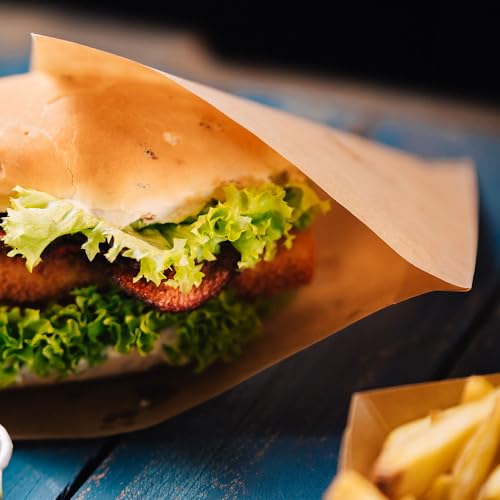 BIOZOYG 1000 Stück braune Snacktaschen 16x16 cm Papier I Burger Papier fettdicht I Dönertasche biologisch abbaubar I Snacktüten kompostierbar I Antihaftpapier ungebleicht I Burgerpackpapier