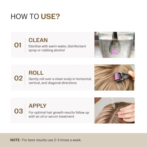 Image of Bare Anatomy Advanced Hair Growth Serum & Derma Roller Combo| 540 Titanium Needles | 3% Redensyl 4% Anagain 3% Baicapil | Hair Density & Scalp Care | 30ml + 0.5mm
