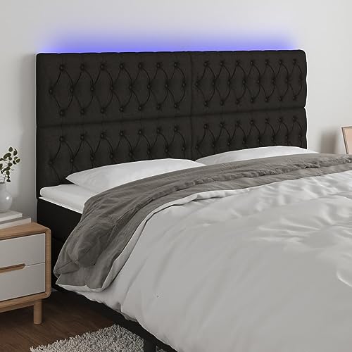 Teenpull Cabecero LED Negro 180x7x118/128 cm Tela, Altura ajustable, Diseño Moderno, Transpirable, Duradero, para Dormitorio