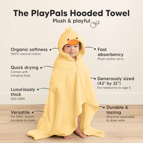 Image of KeaBabies Organic Baby Towel with Hood for Girls, Boys, Soft (Duci) | Absorbent 100% Cotton Hooded Baby Towels for Newborns, Infants, Large Hooded Bath Towels for Babies, Kids, Toddler 1-3