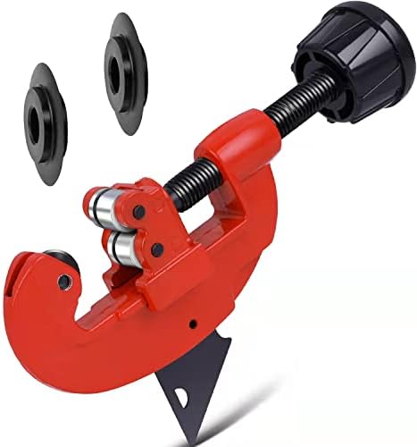 Anmxkoo Pipe Cutter Tool, Professional Tubing Cutter with 2Pcs Spare Blade, Quick and Clean Cuts, 1/8 to 1-1/4 Adjustable Mini Pipe Cutter for Aluminum, Copper, Thin Stainless Steel, PVC Pipe