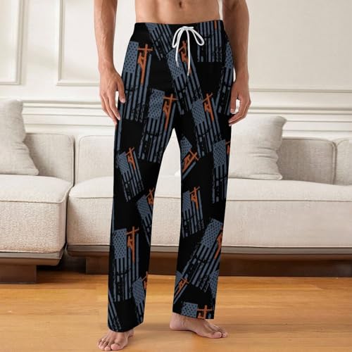 Lineman Flag Classic Mens Pajama Pants Sleepwear Soft Lounge Sleep PJ Bottoms with Pockets2